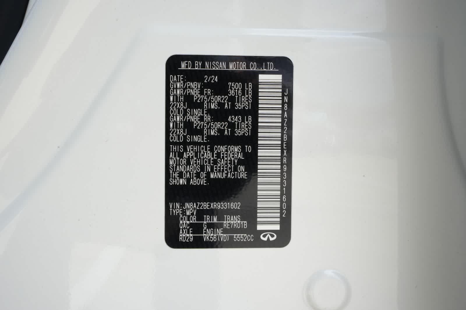 2024 INFINITI QX80 SENSORY