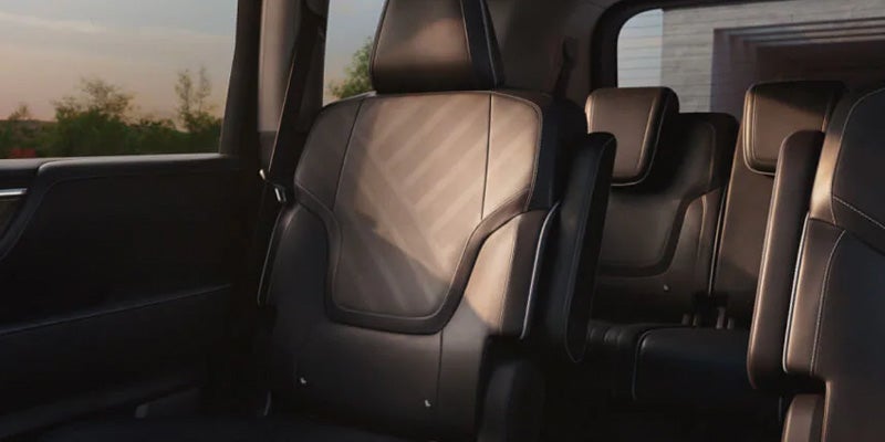 2027 INFINITI QX65 second-row luxury seating interior.