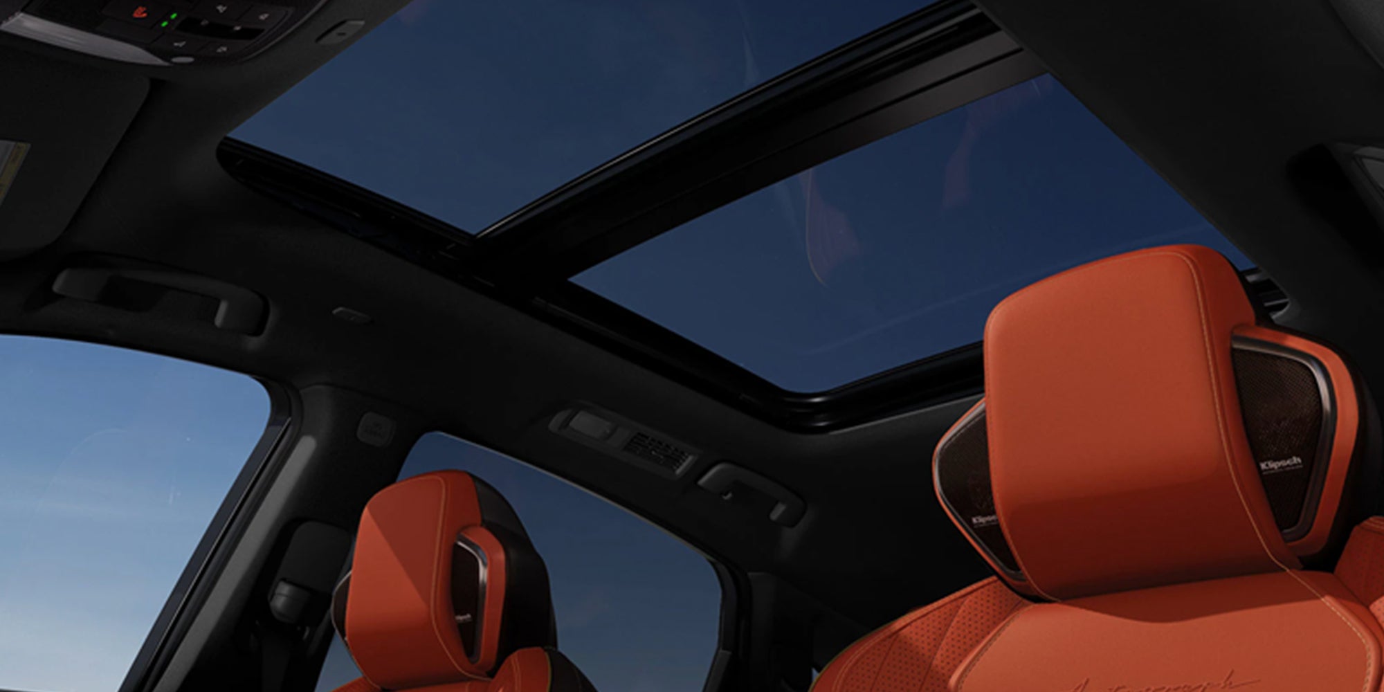 2027 INFINITI QX65 panoramic moonroof interior view.